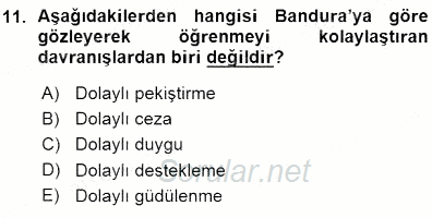 Erken Çocukluk Döneminde Gelişim 1 2015 - 2016 Ara Sınavı 11.Soru