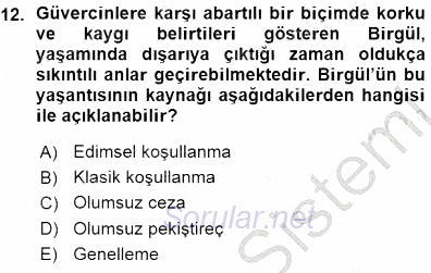 Erken Çocukluk Döneminde Gelişim 1 2015 - 2016 Ara Sınavı 12.Soru