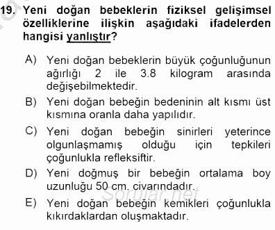 Erken Çocukluk Döneminde Gelişim 1 2015 - 2016 Ara Sınavı 19.Soru