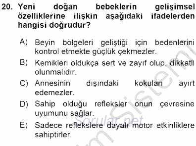 Erken Çocukluk Döneminde Gelişim 1 2015 - 2016 Ara Sınavı 20.Soru