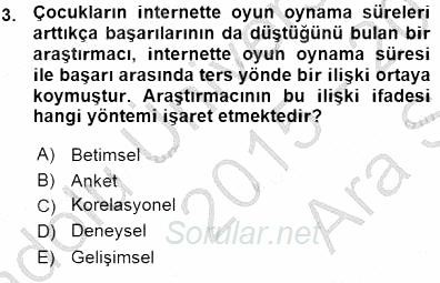 Erken Çocukluk Döneminde Gelişim 1 2015 - 2016 Ara Sınavı 3.Soru