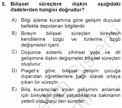 Erken Çocukluk Döneminde Gelişim 1 2015 - 2016 Ara Sınavı 5.Soru