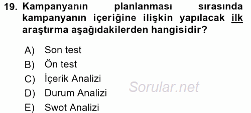 Kurumsal Sosyal Sorumluluk 2015 - 2016 Dönem Sonu Sınavı 19.Soru