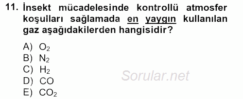 Hijyen ve Sanitasyon 2012 - 2013 Dönem Sonu Sınavı 11.Soru