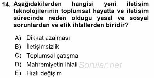 Medya ve Etik 2015 - 2016 Dönem Sonu Sınavı 14.Soru