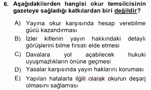 Medya ve Etik 2015 - 2016 Dönem Sonu Sınavı 6.Soru
