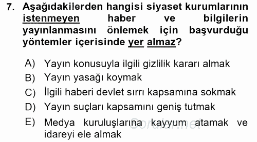 Medya ve Etik 2015 - 2016 Dönem Sonu Sınavı 7.Soru