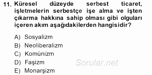 Medya Siyaset Kültür 2013 - 2014 Dönem Sonu Sınavı 11.Soru
