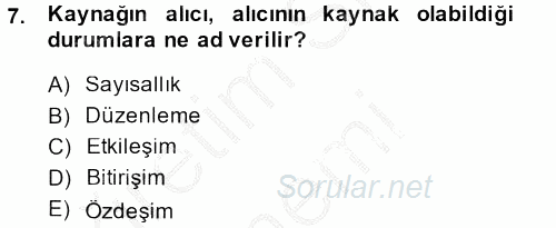 Medya Siyaset Kültür 2013 - 2014 Dönem Sonu Sınavı 7.Soru