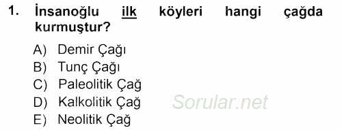 Uygarlık Tarihi 1 2012 - 2013 Ara Sınavı 1.Soru