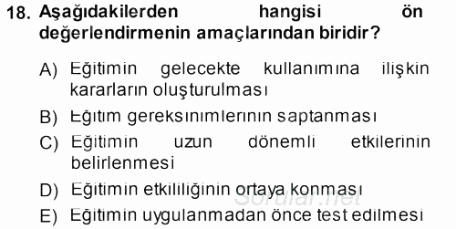 İşletmelerde Eğitim ve Geliştirme 2013 - 2014 Tek Ders Sınavı 18.Soru