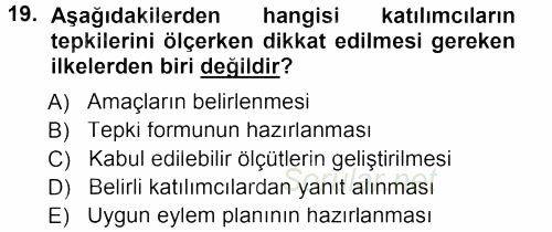 İşletmelerde Eğitim ve Geliştirme 2013 - 2014 Tek Ders Sınavı 19.Soru