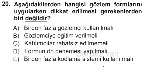 İşletmelerde Eğitim ve Geliştirme 2013 - 2014 Tek Ders Sınavı 20.Soru