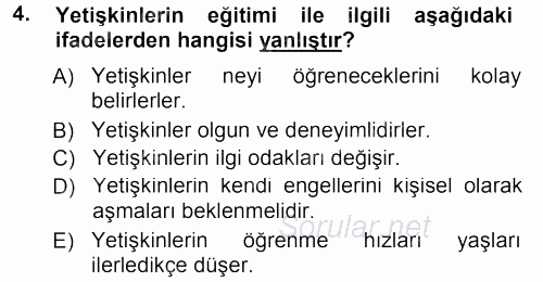 İşletmelerde Eğitim ve Geliştirme 2013 - 2014 Tek Ders Sınavı 4.Soru