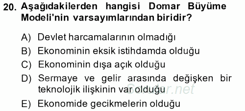 İktisadi Büyüme 2013 - 2014 Ara Sınavı 20.Soru