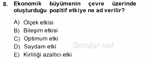 İktisadi Büyüme 2013 - 2014 Ara Sınavı 8.Soru