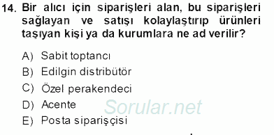 Spor Pazarlaması 2013 - 2014 Dönem Sonu Sınavı 14.Soru