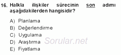 Spor Pazarlaması 2013 - 2014 Dönem Sonu Sınavı 16.Soru