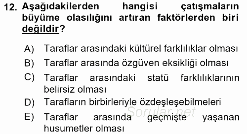 Örgütsel Davranış 2015 - 2016 Tek Ders Sınavı 12.Soru