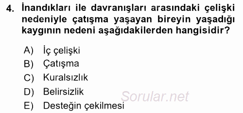 Örgütsel Davranış 2015 - 2016 Tek Ders Sınavı 4.Soru