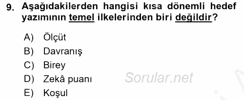 Gelişimsel Tanı Ve Değerlendirme Yöntemleri 2016 - 2017 3 Ders Sınavı 9.Soru