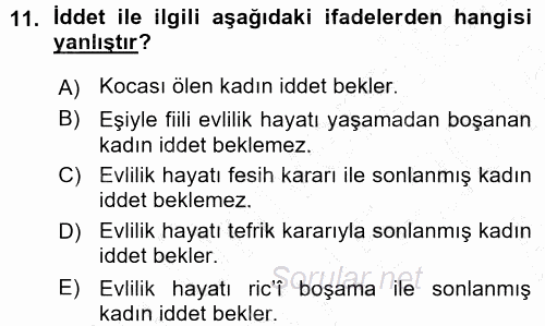 Günümüz Fıkıh Problemleri 2015 - 2016 Ara Sınavı 11.Soru