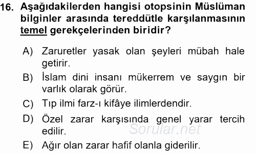 Günümüz Fıkıh Problemleri 2015 - 2016 Ara Sınavı 16.Soru