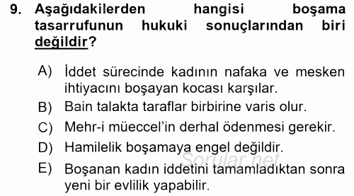 Günümüz Fıkıh Problemleri 2015 - 2016 Ara Sınavı 9.Soru