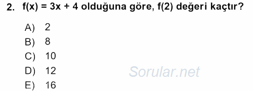 Genel Matematik 2016 - 2017 3 Ders Sınavı 2.Soru