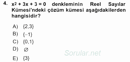 Genel Matematik 2016 - 2017 3 Ders Sınavı 4.Soru