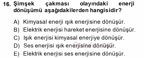 Okulöncesinde Fen Eğitimi 2013 - 2014 Dönem Sonu Sınavı 16.Soru