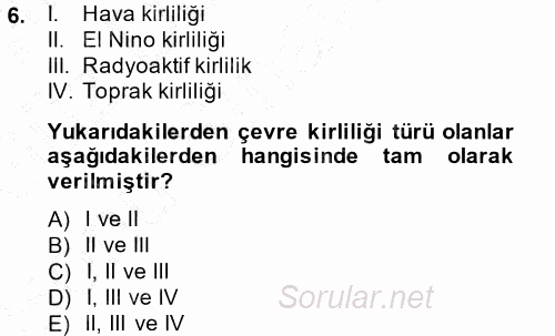 Okulöncesinde Fen Eğitimi 2013 - 2014 Dönem Sonu Sınavı 6.Soru