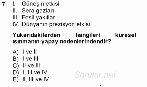Okulöncesinde Fen Eğitimi 2013 - 2014 Dönem Sonu Sınavı 7.Soru
