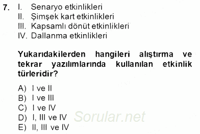 Bilgisayar 2 2014 - 2015 Dönem Sonu Sınavı 7.Soru