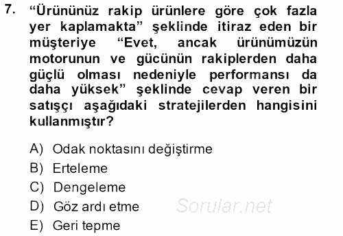 Bütünleşik Pazarlama İletişimi 2013 - 2014 Dönem Sonu Sınavı 7.Soru