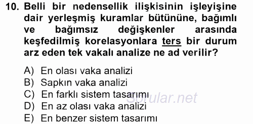 Uluslararası İlişkilerde Araştırma Yöntemleri 2014 - 2015 Tek Ders Sınavı 10.Soru