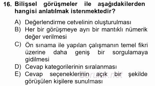 Uluslararası İlişkilerde Araştırma Yöntemleri 2014 - 2015 Tek Ders Sınavı 16.Soru