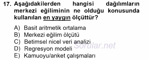 Uluslararası İlişkilerde Araştırma Yöntemleri 2014 - 2015 Tek Ders Sınavı 17.Soru