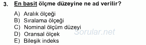 Uluslararası İlişkilerde Araştırma Yöntemleri 2014 - 2015 Tek Ders Sınavı 3.Soru