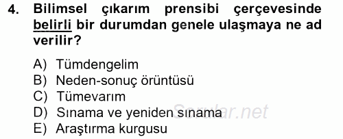 Uluslararası İlişkilerde Araştırma Yöntemleri 2014 - 2015 Tek Ders Sınavı 4.Soru