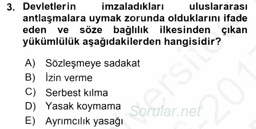 Avrupa Birliği ve Türkiye İlişkileri 2016 - 2017 3 Ders Sınavı 3.Soru