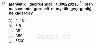 Elektrik Makinaları 2012 - 2013 Ara Sınavı 17.Soru