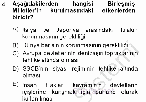 İnsan Hakları Ve Kamu Özgürlükleri 2014 - 2015 Dönem Sonu Sınavı 4.Soru