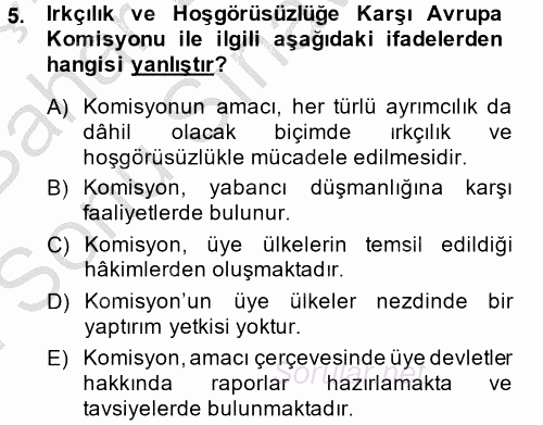 İnsan Hakları Ve Kamu Özgürlükleri 2014 - 2015 Dönem Sonu Sınavı 5.Soru