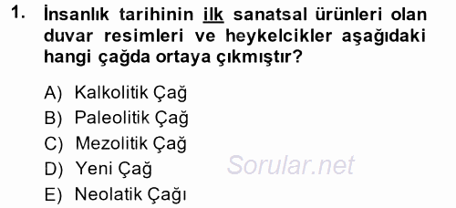 Uygarlık Tarihi 1 2014 - 2015 Tek Ders Sınavı 1.Soru