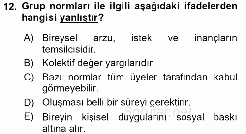 İş Etiği 2016 - 2017 Dönem Sonu Sınavı 12.Soru