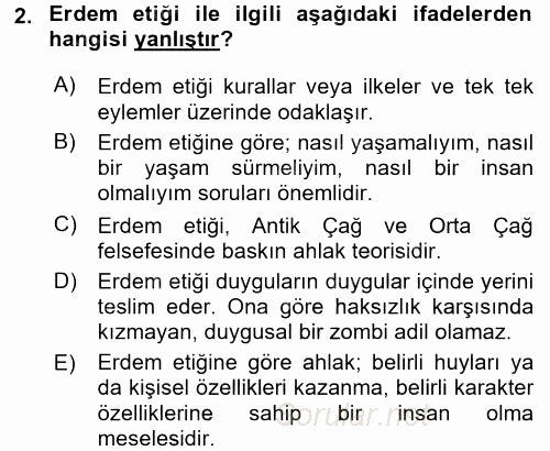 İş Etiği 2016 - 2017 Dönem Sonu Sınavı 2.Soru