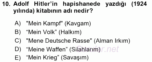 Siyasi Tarih 2 2016 - 2017 Ara Sınavı 10.Soru