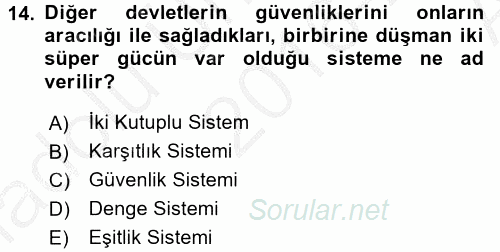 Siyasi Tarih 2 2016 - 2017 Ara Sınavı 14.Soru