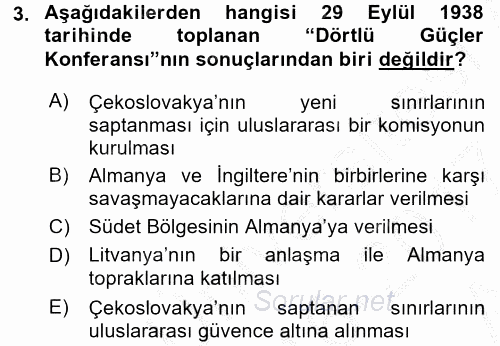 Siyasi Tarih 2 2016 - 2017 Ara Sınavı 3.Soru